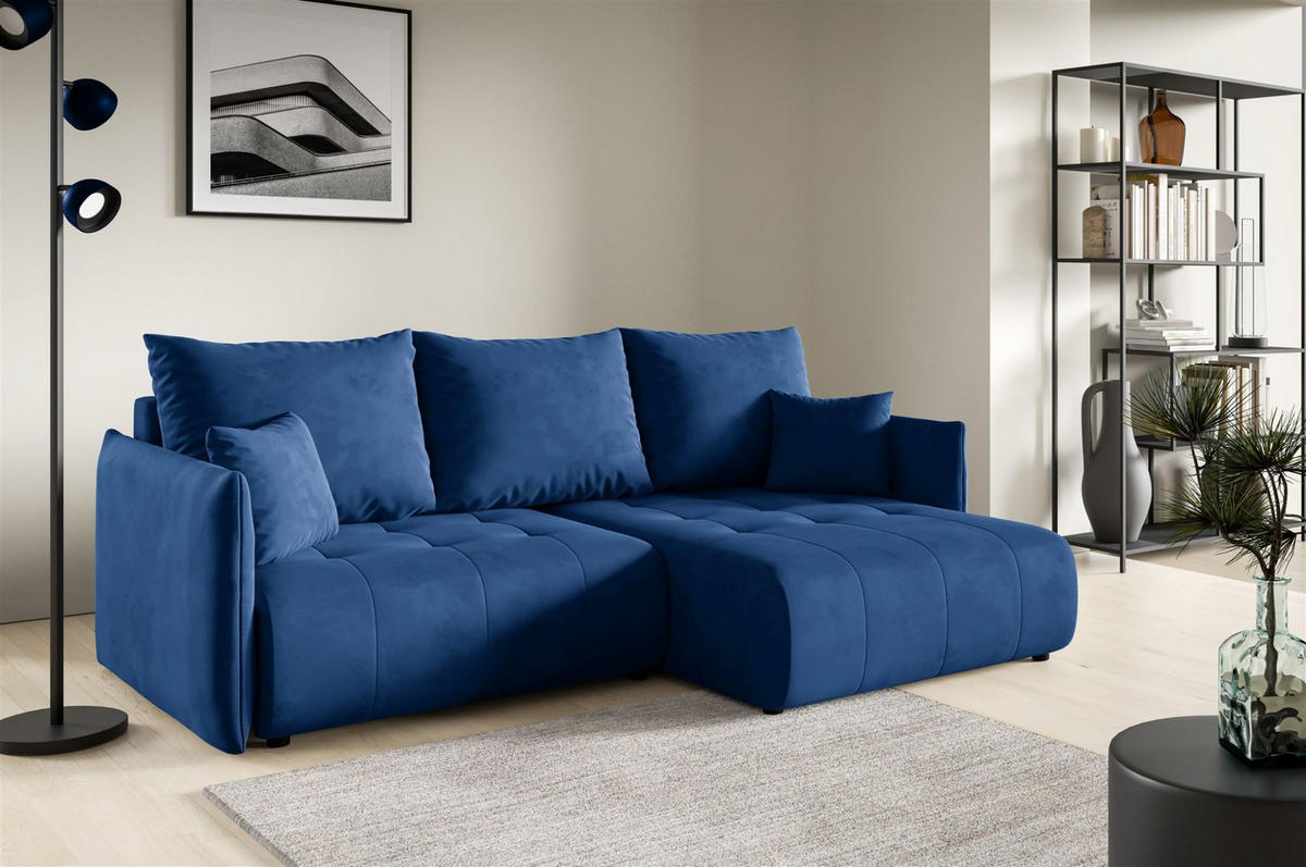 ECKSOFA Canio - Blau, Holzwerkstoff/Textil (221/153cm) - Fun Möbel