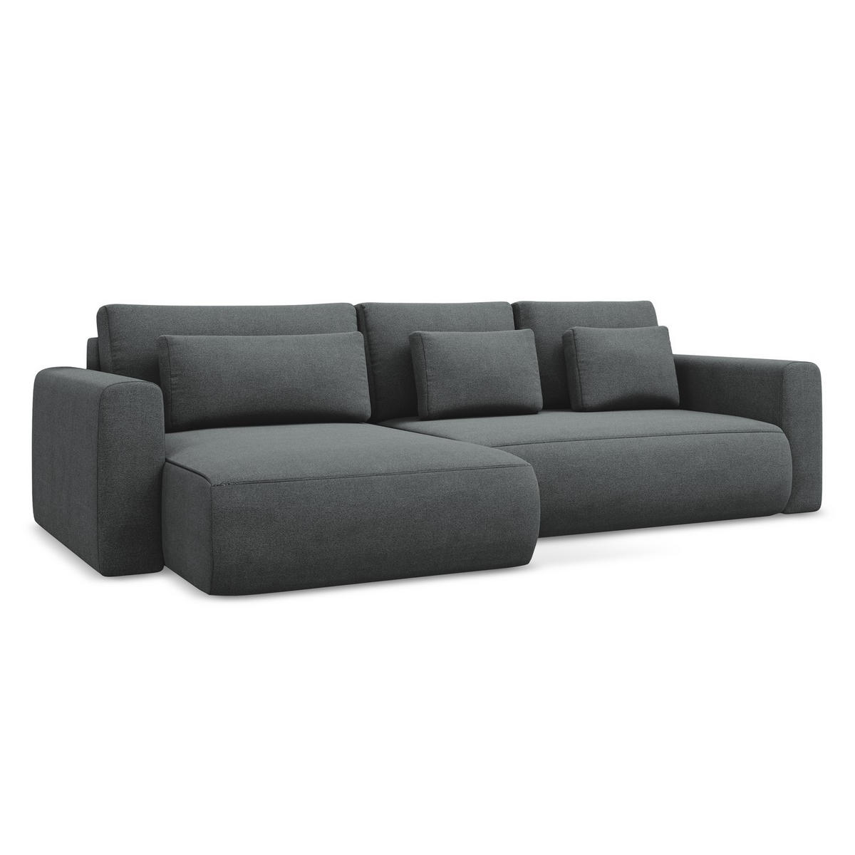 ECKSOFA mit Schlaffunktion Strukturstoff Stoff Grau - Schwarz/Grau, Kunststoff/Textil (149/278cm) - LaMiaSofa