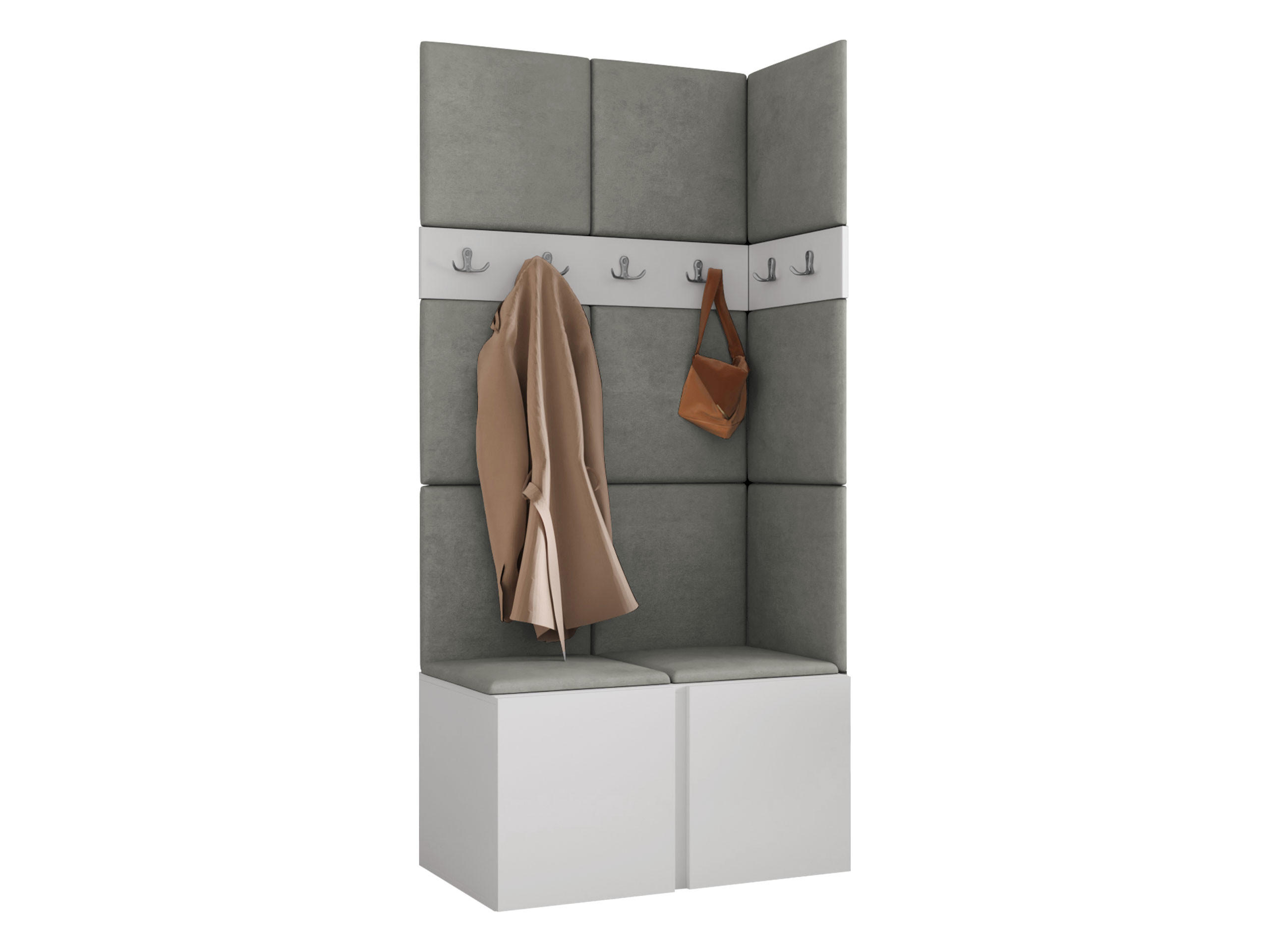 GARDEROBEN-SET Orion I - Weiß/Grau, Holzwerkstoff/Kunststoff (84/186/46cm) - MIRJAN24