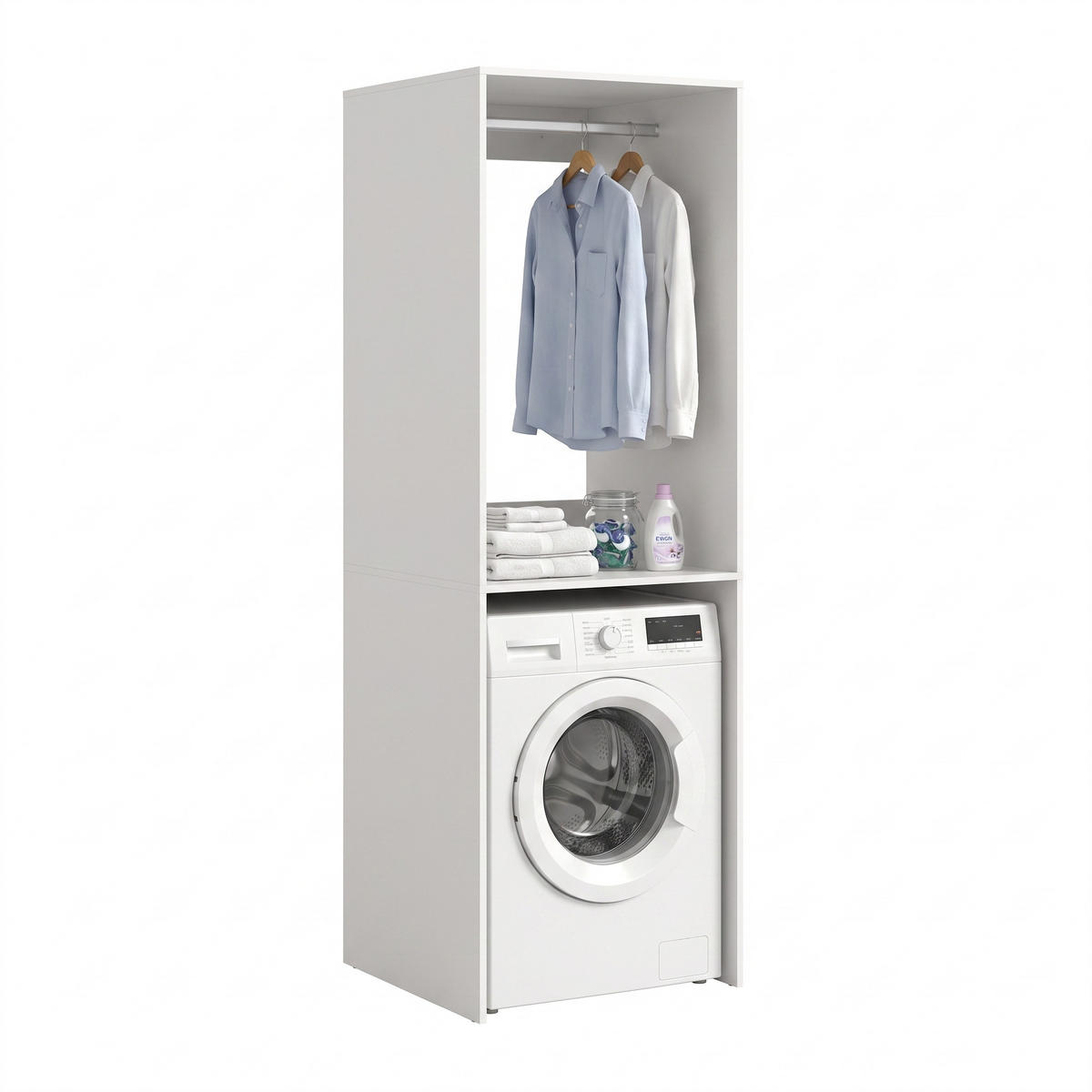 WASCHMASCHINENSCHRANK Mixx (B/H/T: ca. 66/195/66 cm) in Weiß/weiß - Weiß, Holzwerkstoff (66/195/66cm)