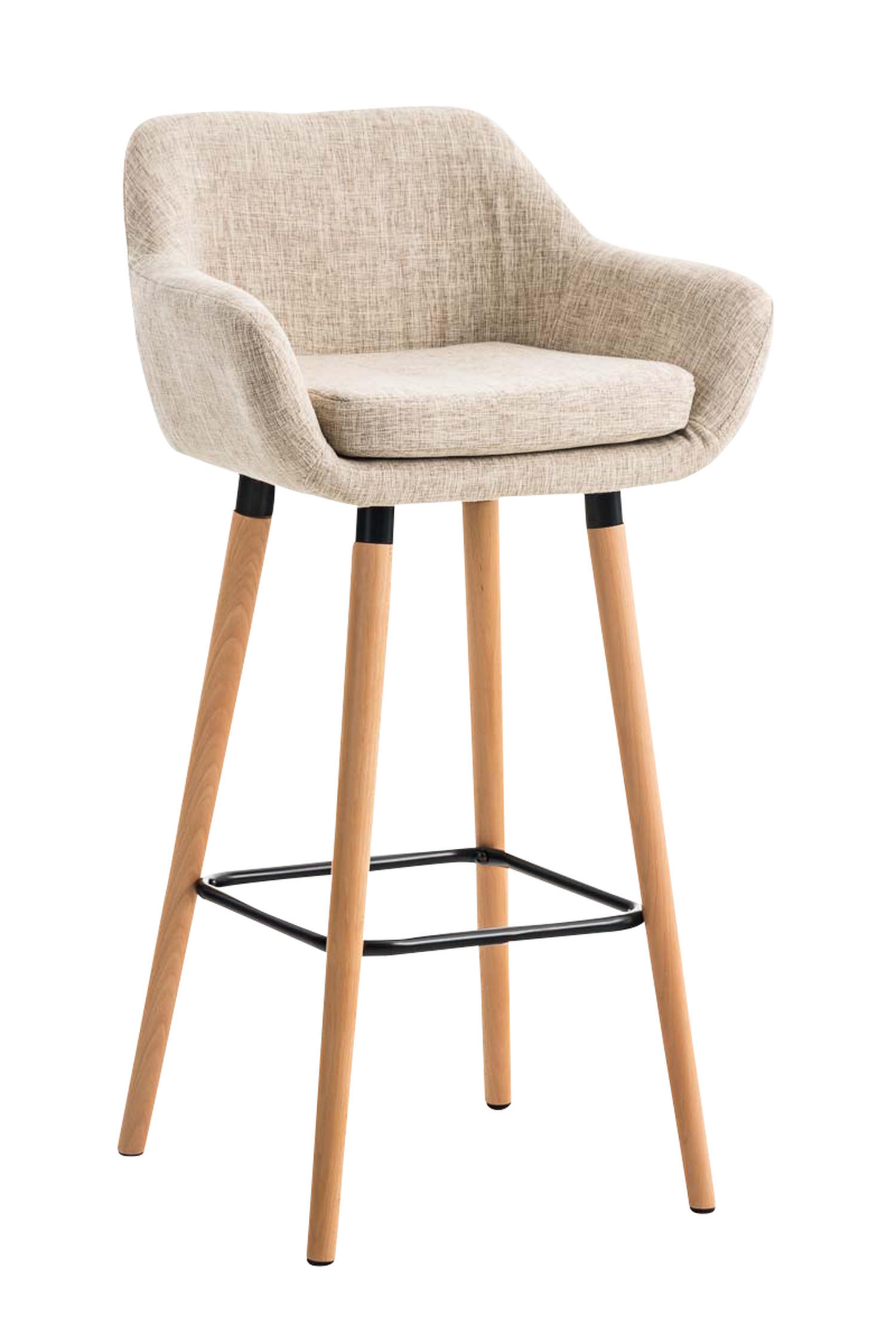 BARHOCKER Grande, Gestell Holz, Stoff Creme - Creme/Braun, Holz/Textil (55/99/46cm) - TPFLiving