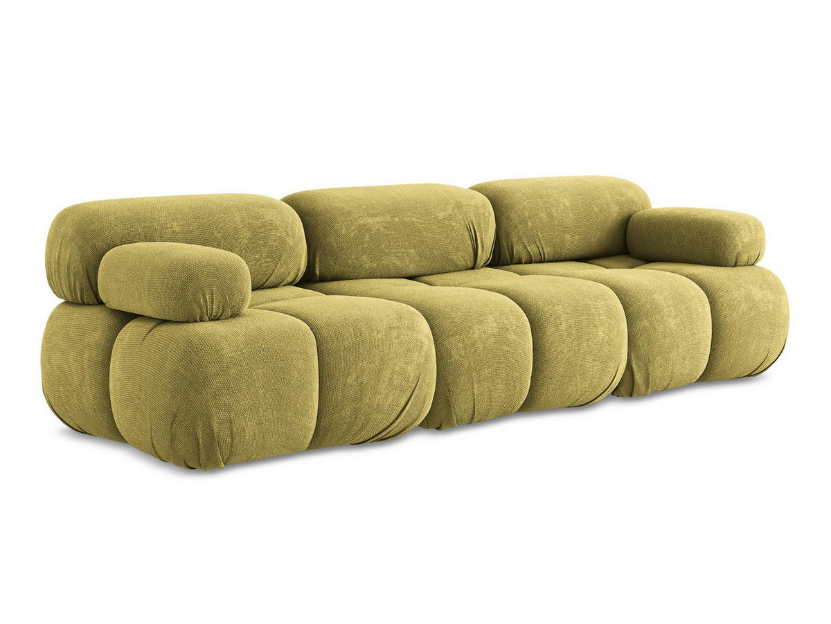 3-SITZER SOFA Chenille Stoff Grün - Limette/Schwarz, Kunststoff/Textil (285/70/96cm) - Makamii