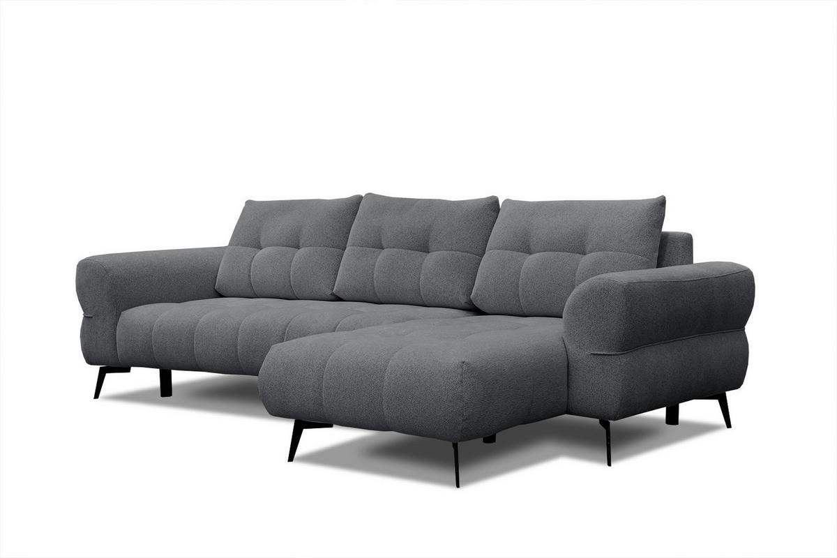 ECKSOFA SALVINI 4-Sitzer, graphitfarben - Schwarz/Graphitfarben, Holzwerkstoff/Textil (292/158cm) - Courtois Laville