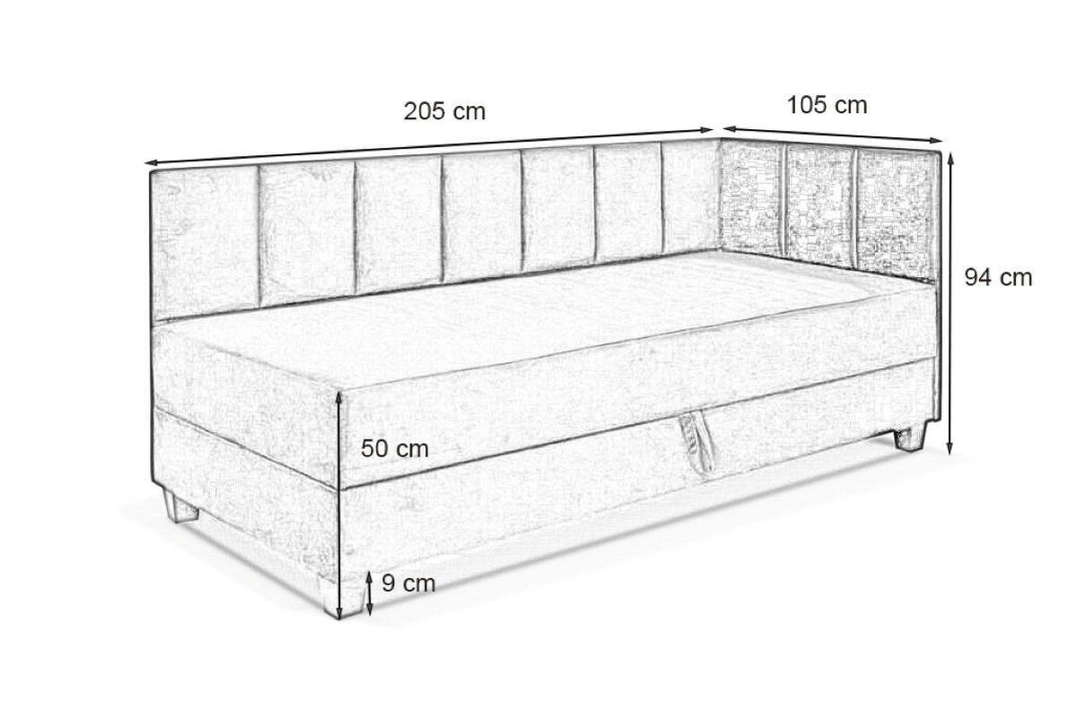 BOXBETT Kinderbett Eryk 100x200 cm mit Matratze und Bettkasten, rechts, hellgrau - Hellgrau, Kunststoff (100/200cm) - Margaret Hadas24
