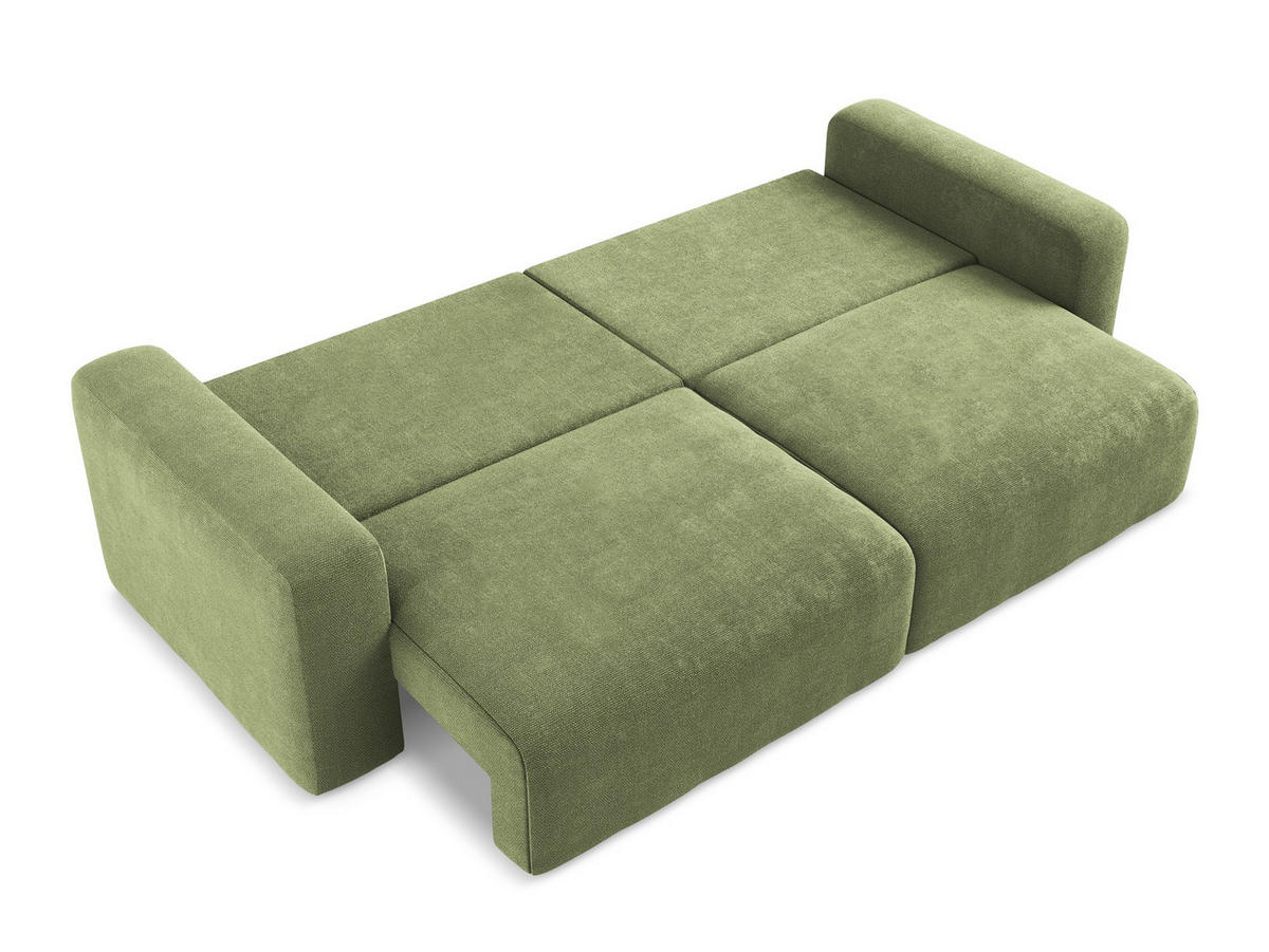 3-SITZER SOFA mit Schlaffunktion Chenille Stoff Grün - Schwarz/Grau, Kunststoff/Textil (244/79/102cm) - Makamii
