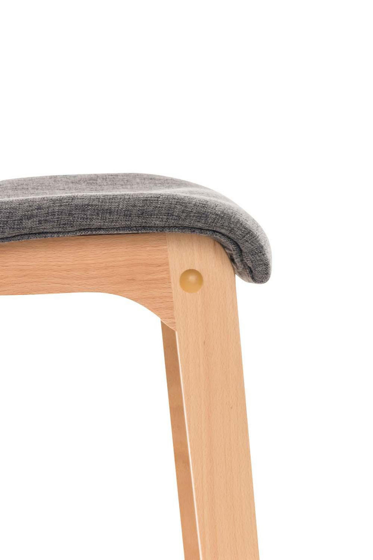 BARHOCKER Stoff hellgrau - Eukalyptusholzfarben/Hellgrau, Holz/Textil (41/101/46cm) - CLP