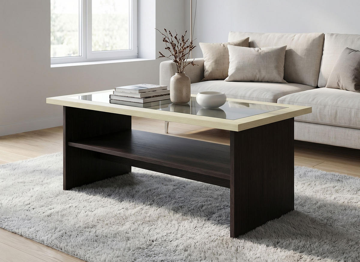 COUCHTISCH Domino wenge / birke 120 / 60 / 53cm - Wengefarben/Braun, Holz/Holzwerkstoff (60/120/53cm) - Feldmann-Wohnen