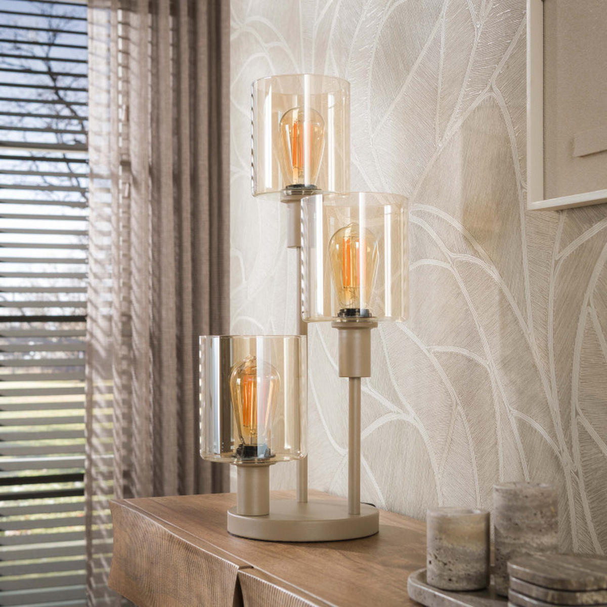 TISCHLEUCHTE Aurea Beige 29/29/61 cm - Beige, Textil (29/29/61cm) - Hoyz Collection