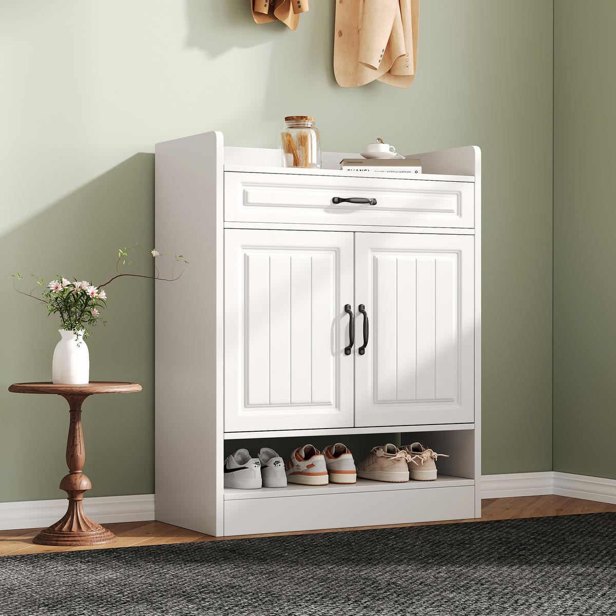 SCHUHSCHRANK Modern mit verstellbaren Regalen Weiß 75x36x95.5cm - Weiß, Holzwerkstoff (36/95.5/75cm) - FLIEKS