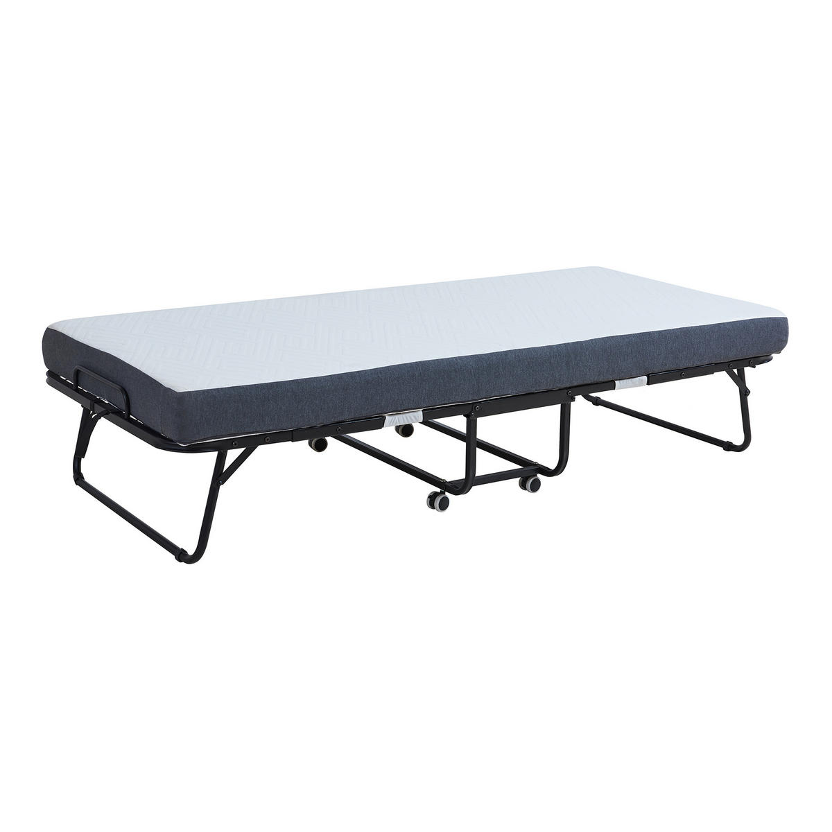 METALL-KLAPPBETT Borjavle - Schwarz, Kunststoff/Textil (90/200cm) - [en.casa]