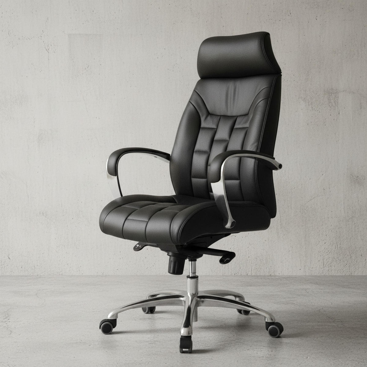 CHEFSESSEL Echtleder mit Multiblockmechanik und Lendenstütze Belastbar bis 120 kg - Silberfarben/Schwarz, Leder (66/128/62cm) - KADIMA DESIGN