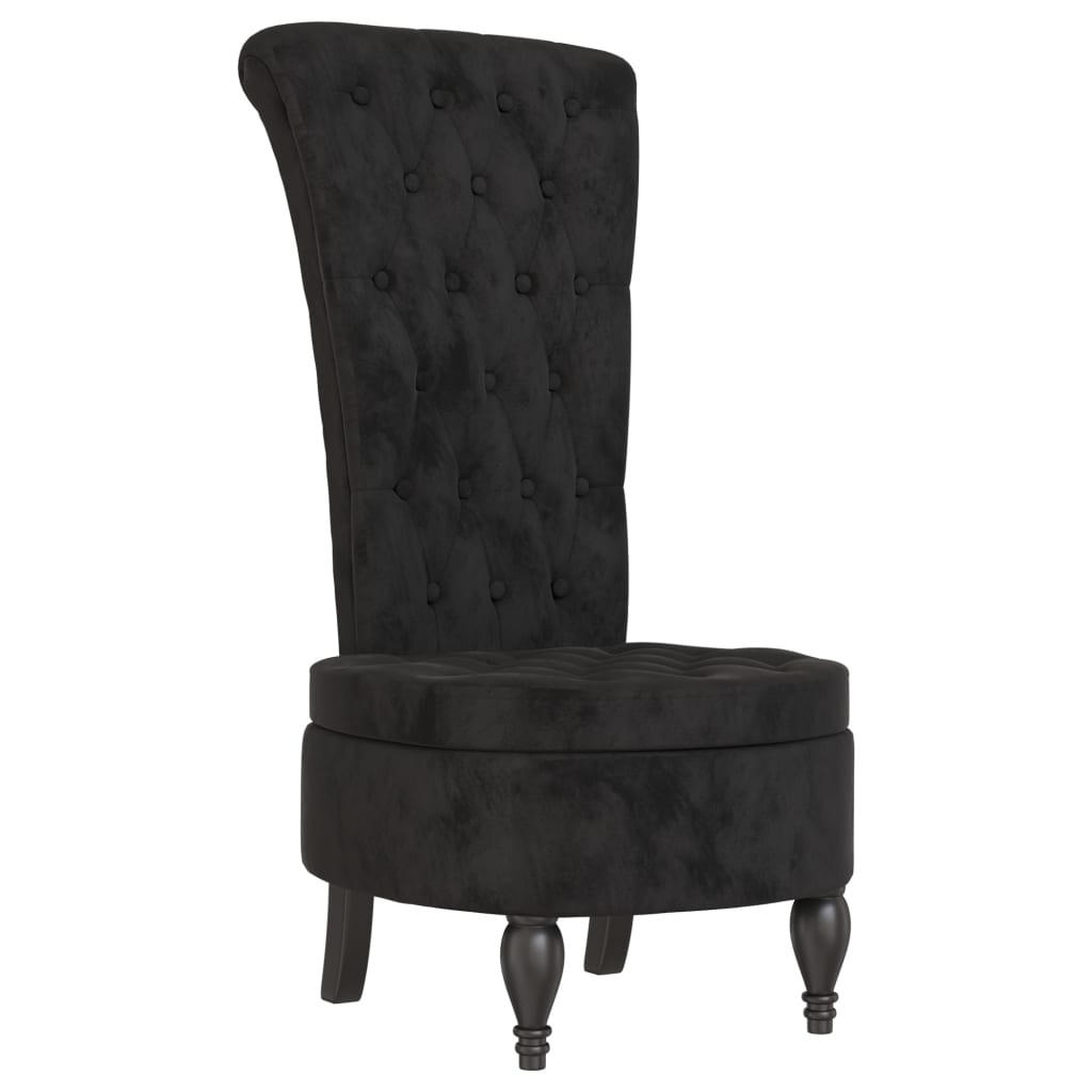 POLSTERSTUHL Mit Hoher Rückenlehne Schwarz Samt Knopfheftung - Schwarz, Textil (56/108/72.5cm) - vidaXL