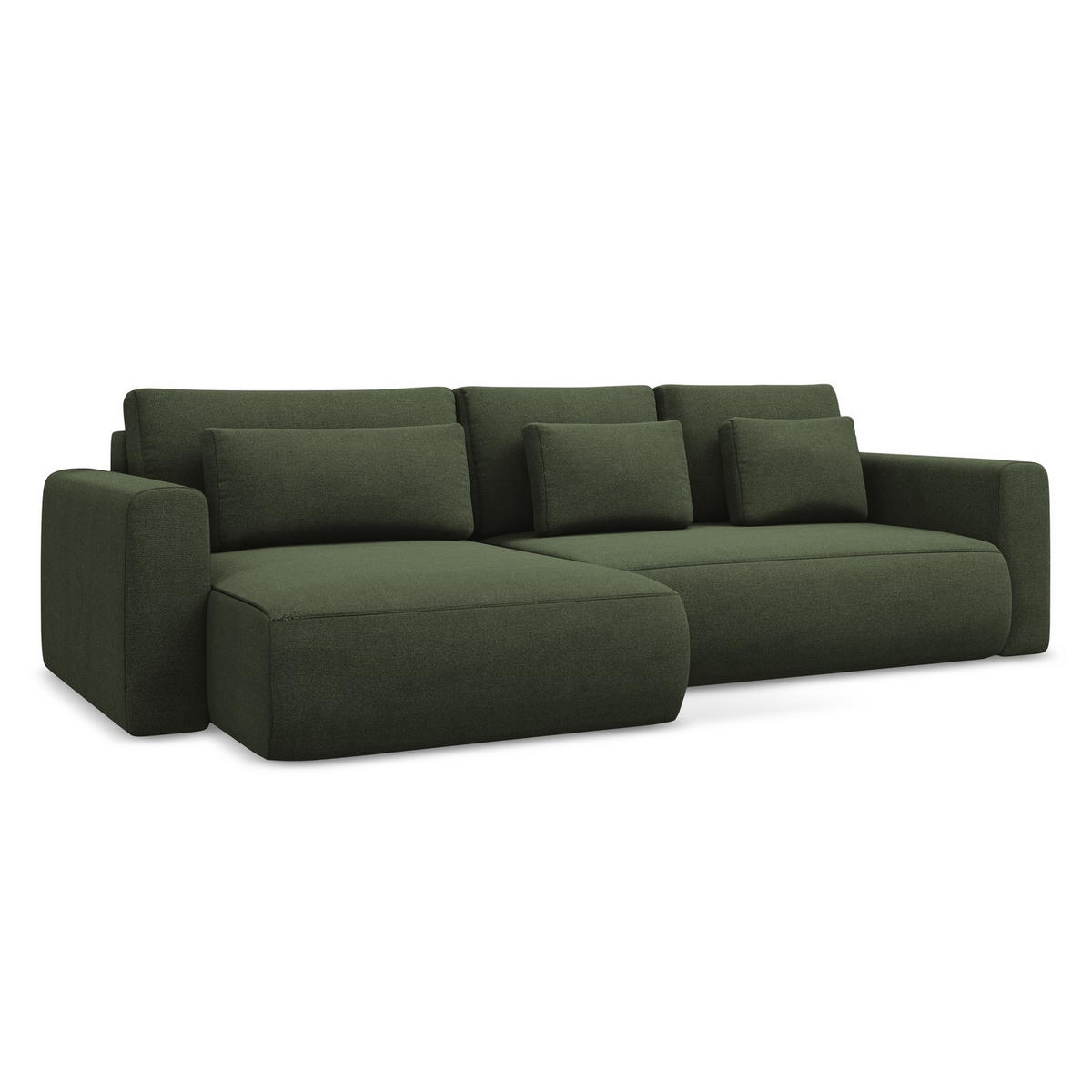 ECKSOFA mit Schlaffunktion Strukturstoff Stoff Grün - Schwarz/Olivgrün, Kunststoff/Textil (149/278cm) - LaMiaSofa