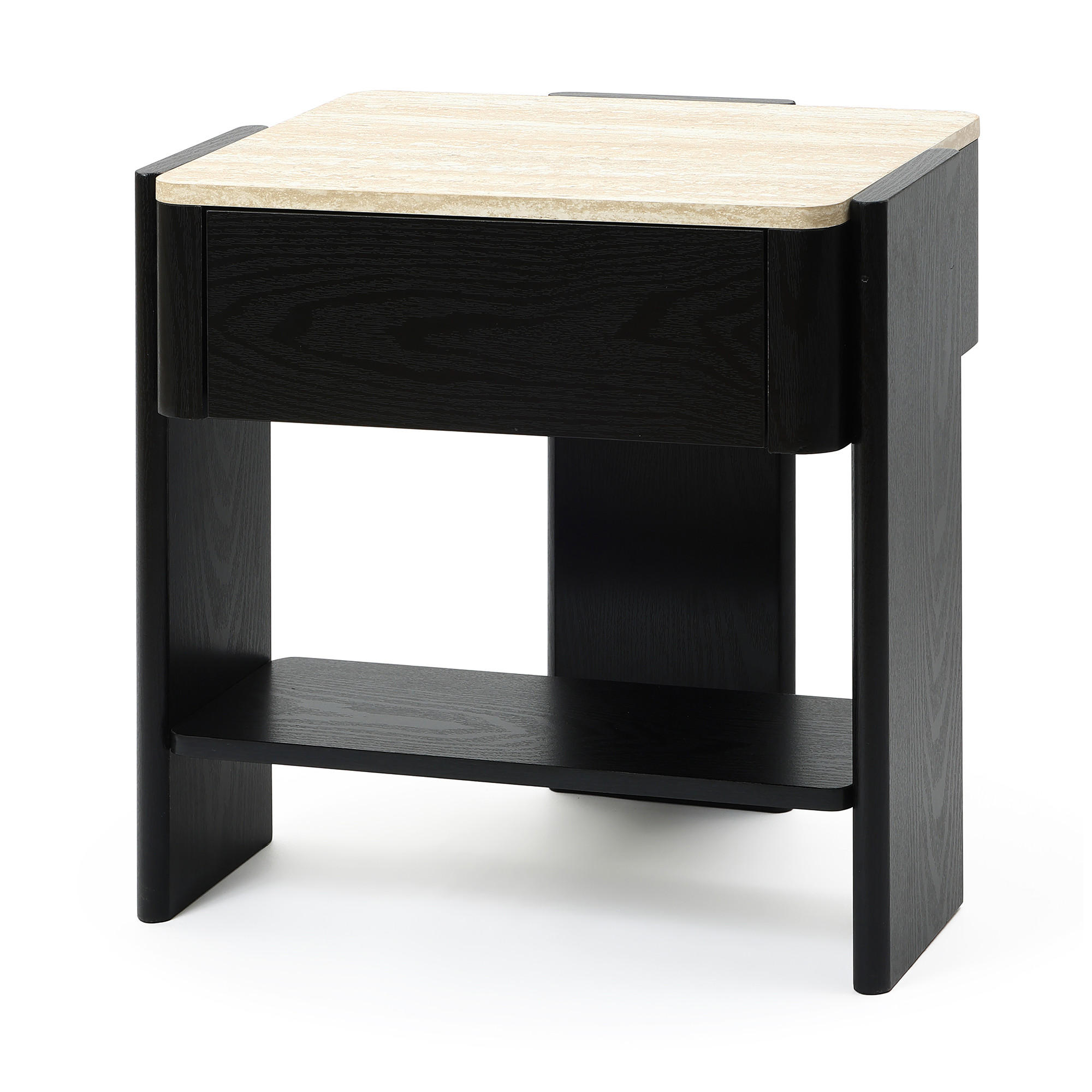 NACHTTISCH schwarz, B 55 × T 40 × H 53 cm - Schwarz, Holz (55/53/40cm) - Hometopia