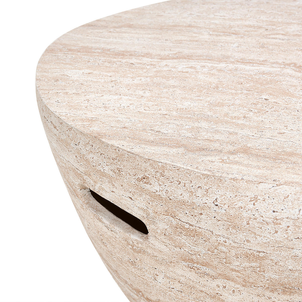 KONFERENČNÍ STOLEK 68/68 cm Imitace travertinu Vicarello - béžová, přírodní materiály (68/68/36cm) - Beliani