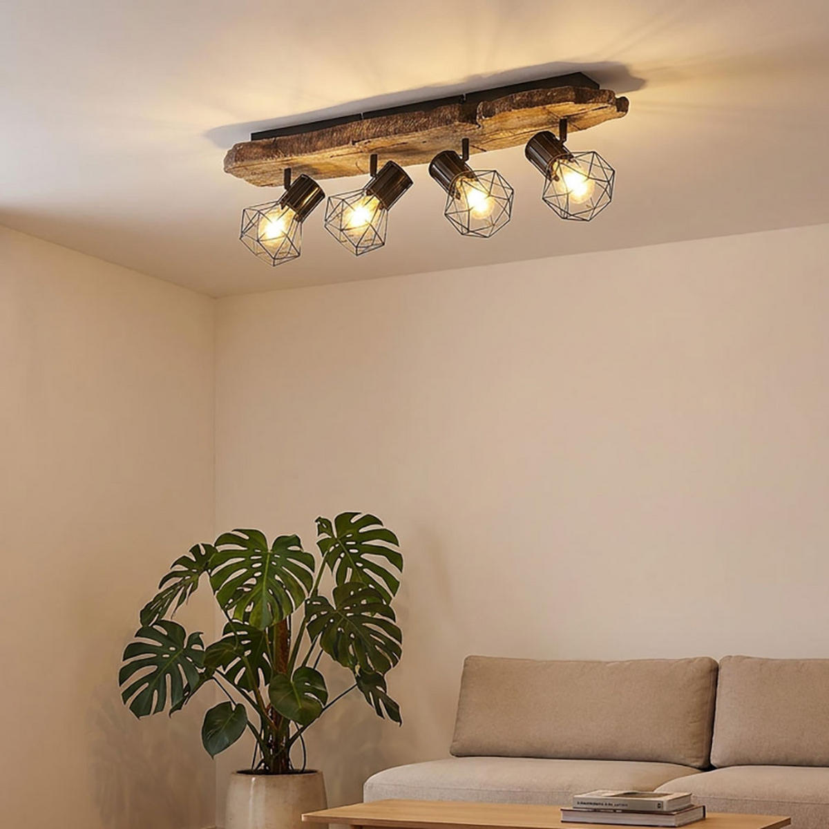 LED DECKENLEUCHTE Metall Holzoptik Braun - Braun, Metall (78/15/24cm) - Globo Lighting