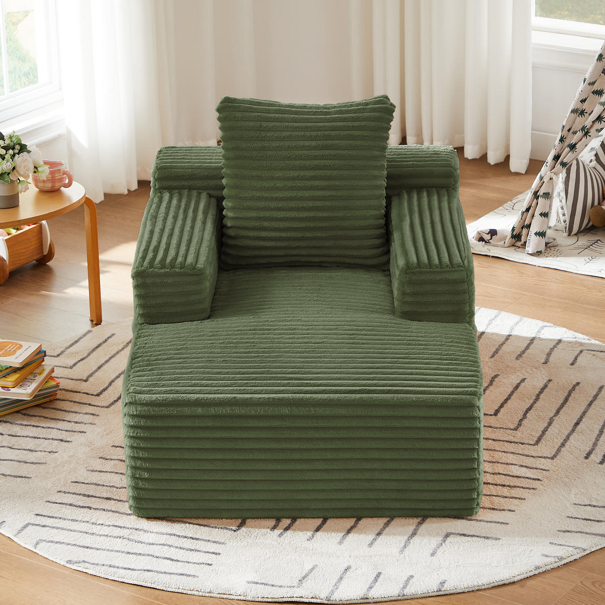 SCHLAFSESSEL DE-34919 Cord mit Schlaffunktion Grün - Grün, Textil (81/50/117cm) - ComfortXL