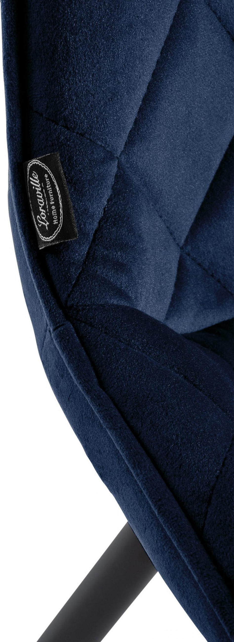 STUHL Samt Blau - Blau/Schwarz, Textil/Metall (53/82/60cm) - CLP