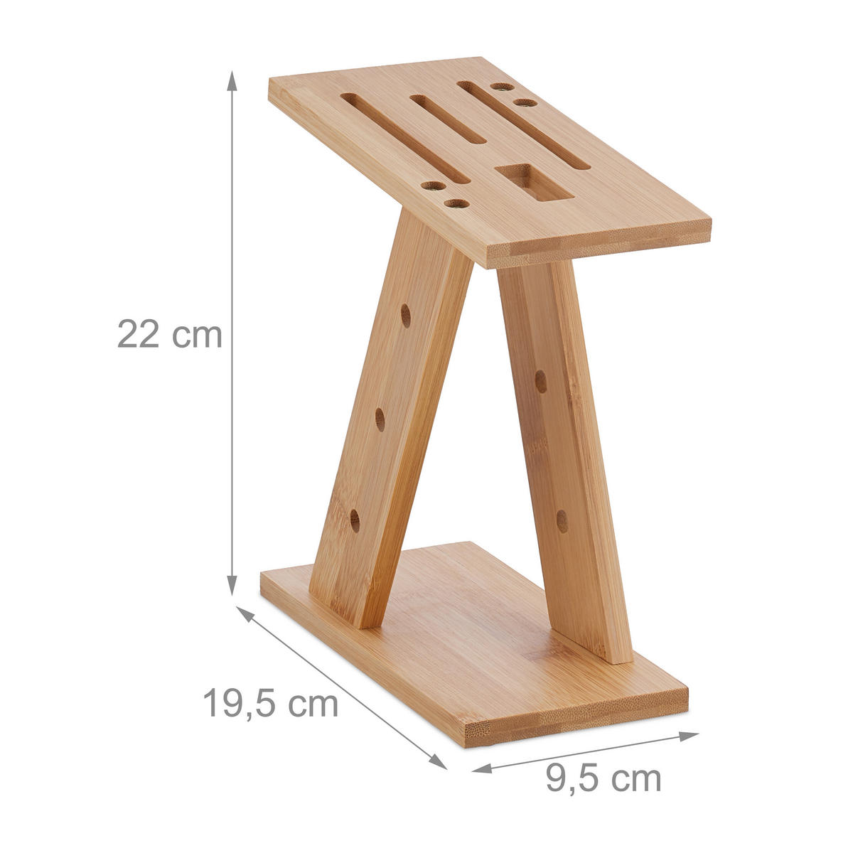 MESSERBLOCK - Hellbraun, Holz (9.5/22/19.5cm) - Relaxdays