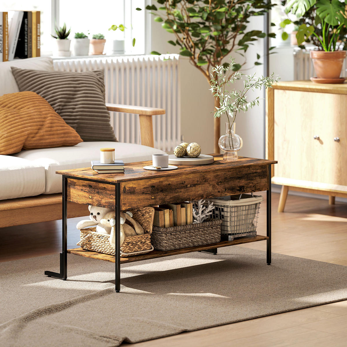 COUCHTISCH Braun 1 Stück - Braun, Metall (95/40/59cm) - GiPP