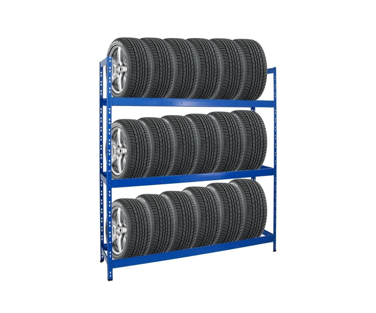 REIFENREGAL Tiger XL 200x180x45 cm 300 kg Fachlast bis zu 21 Reifen auf 3 Ebenen Blau - Blau, Metall (180/200/45cm) - PROREGAL