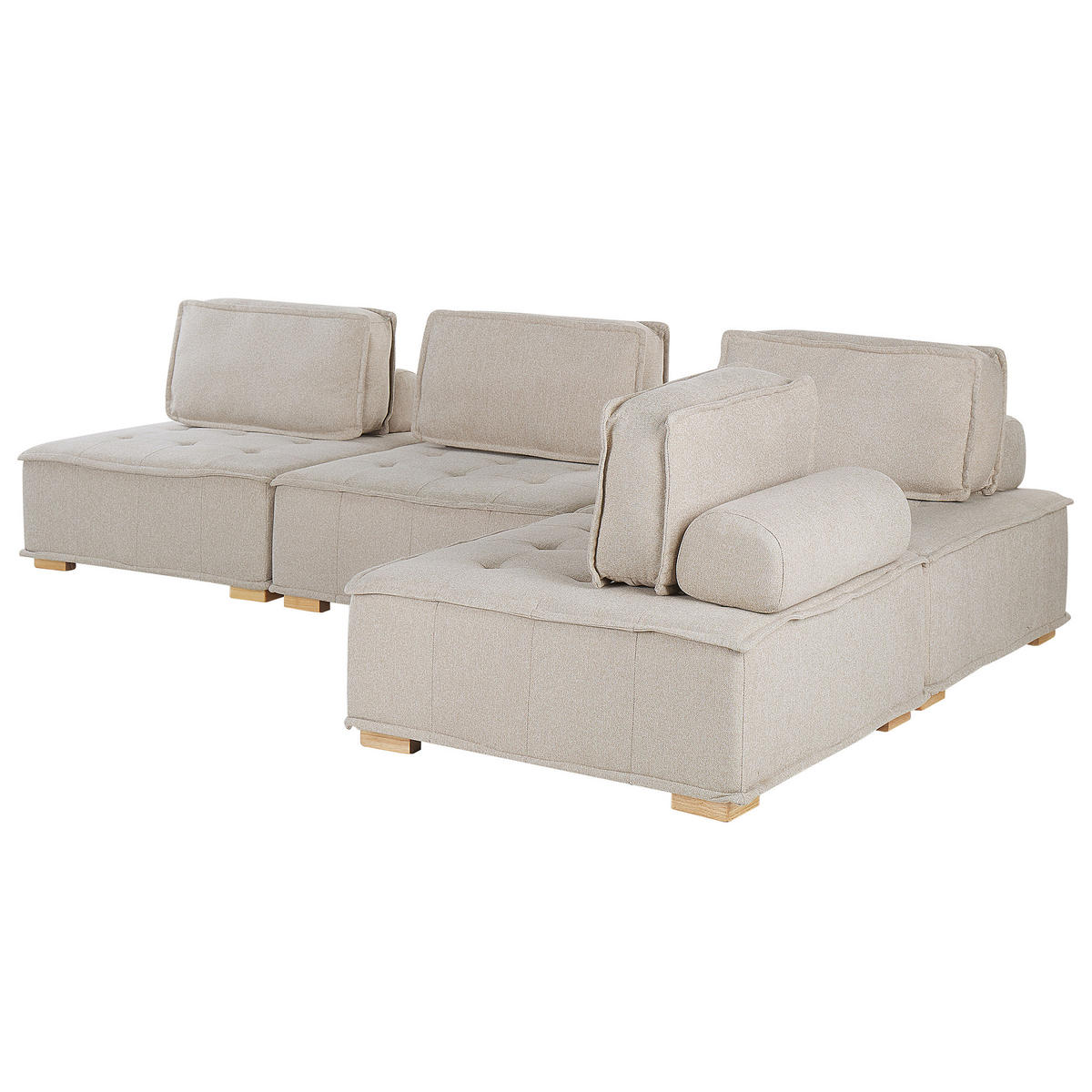 ECKSOFA Modul 4-Sitzer rechtsseitig Hellbeige Stoff Tibro - Beige/Braun, Textil (300/200cm) - Beliani