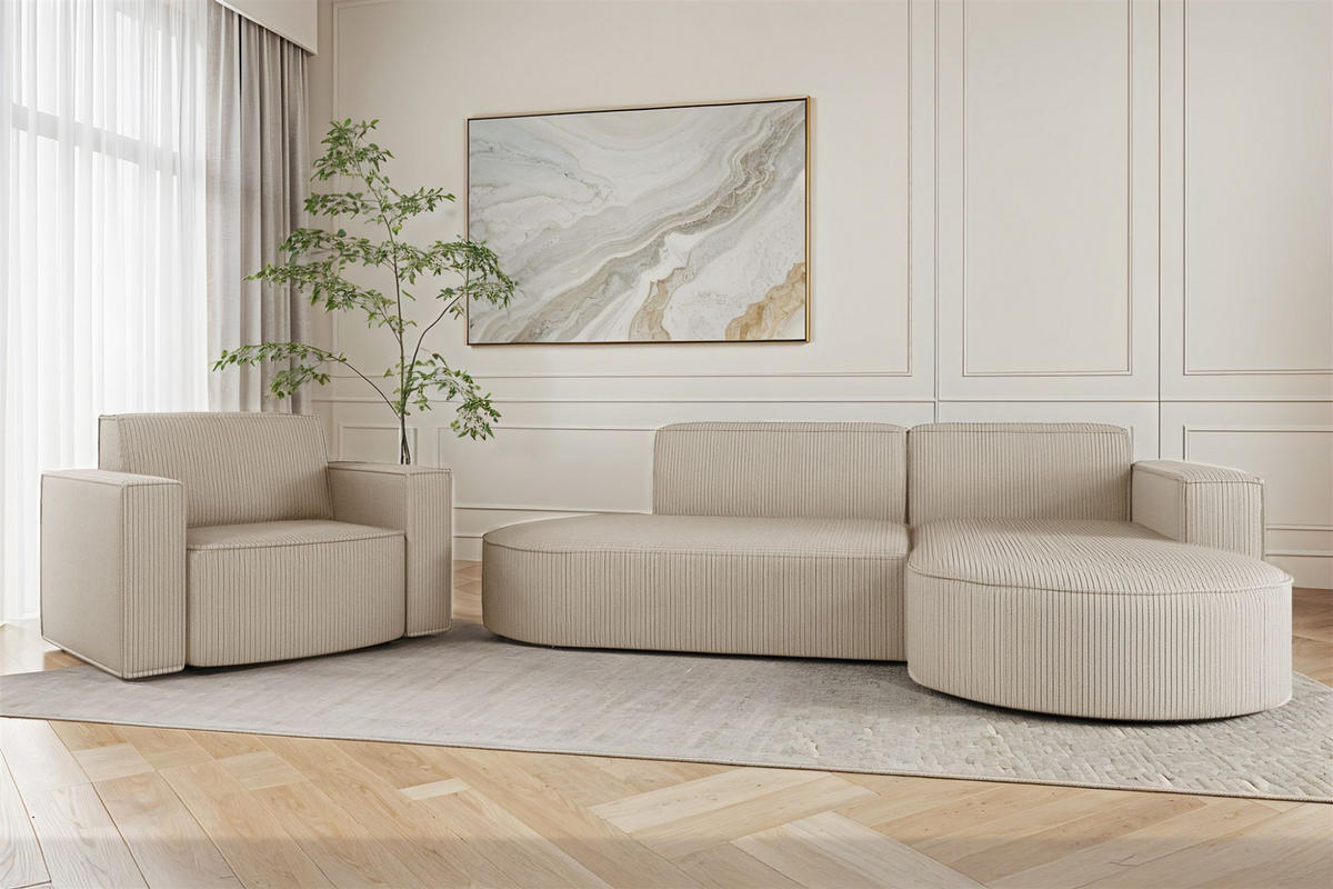 SESSEL Palma In Stoff Scala - Beige, Holzwerkstoff/Textil (98/74/89cm) - Fun Möbel