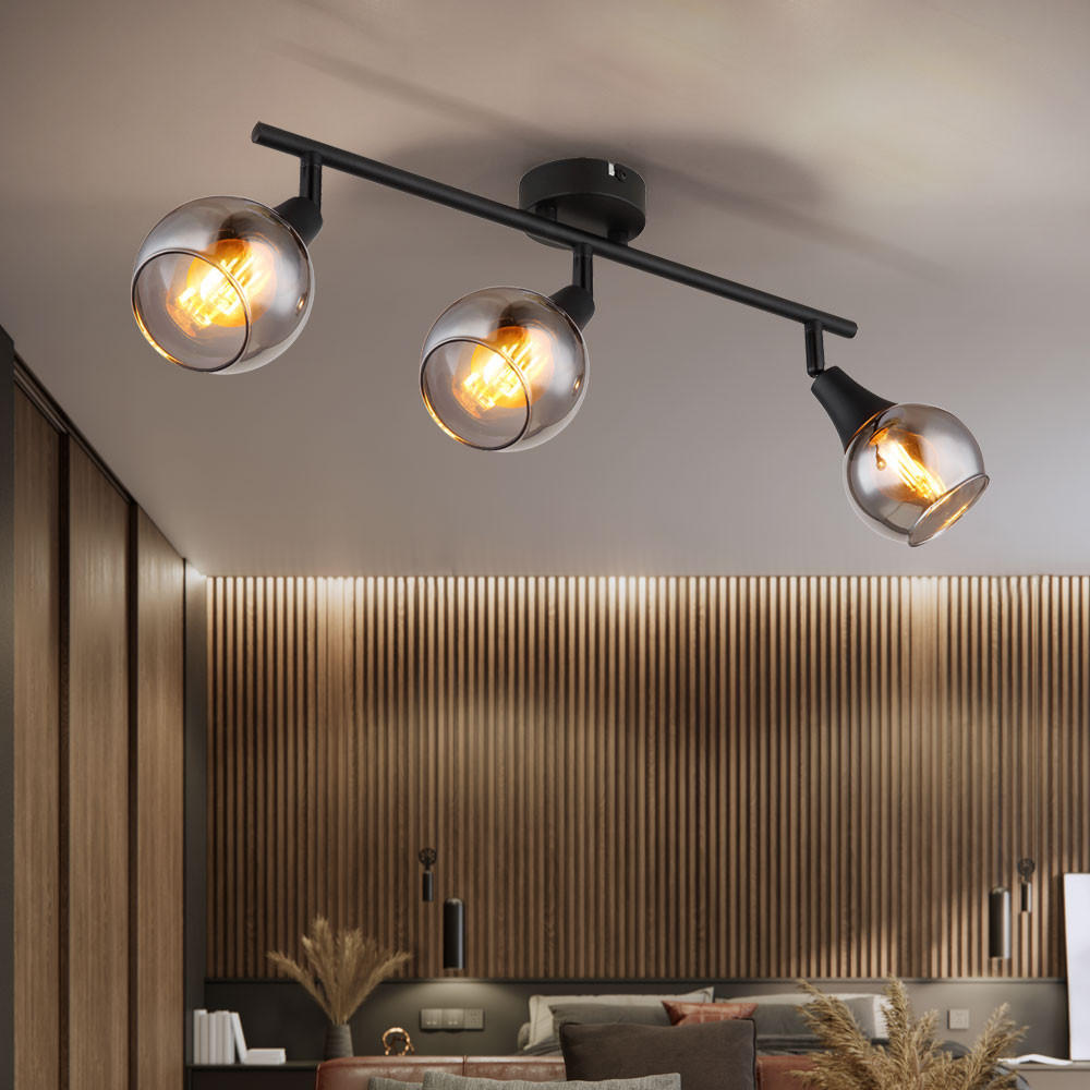 Thumbnail - Globo Lighting Deckenleuchte, Schwarz, Glas, 9x16.6x45 cm, Lampen & Leuchten, Innenbeleuchtung, Deckenleuchten