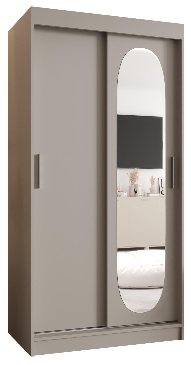 OMARA z drsnimi vrati 200/100/62 2-vratni - srebrne barve/črna, umetna masa/les (100/200/62cm) - MÖBEL KRYSPOL