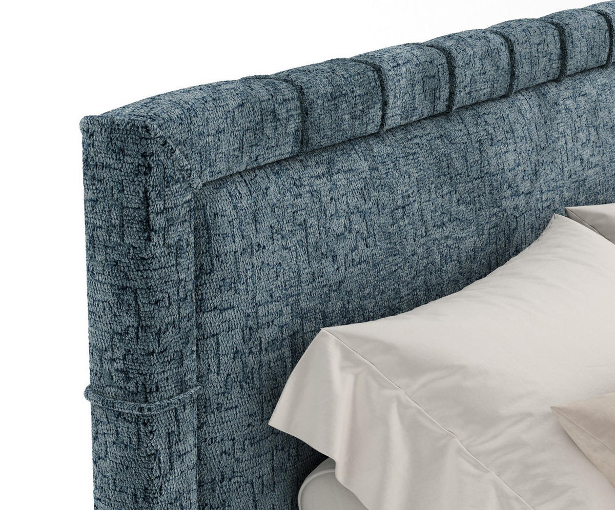 BOXSPRINGBETT Rimini Blau Grau 180/200 cm mit Matratze und Topper - Blaugrau/Schwarz, Holz/Holzwerkstoff (180/200cm) - Maison de Reve