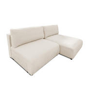 ECKSOFA Sora mit Schlaffunktion, Bettkasten und extra tiefer Komfortzone aus hochwertigem Hellbeige Strukturstoff - Beige/Schwarz, Holz/Kunststoff (200/140cm) - S-Style