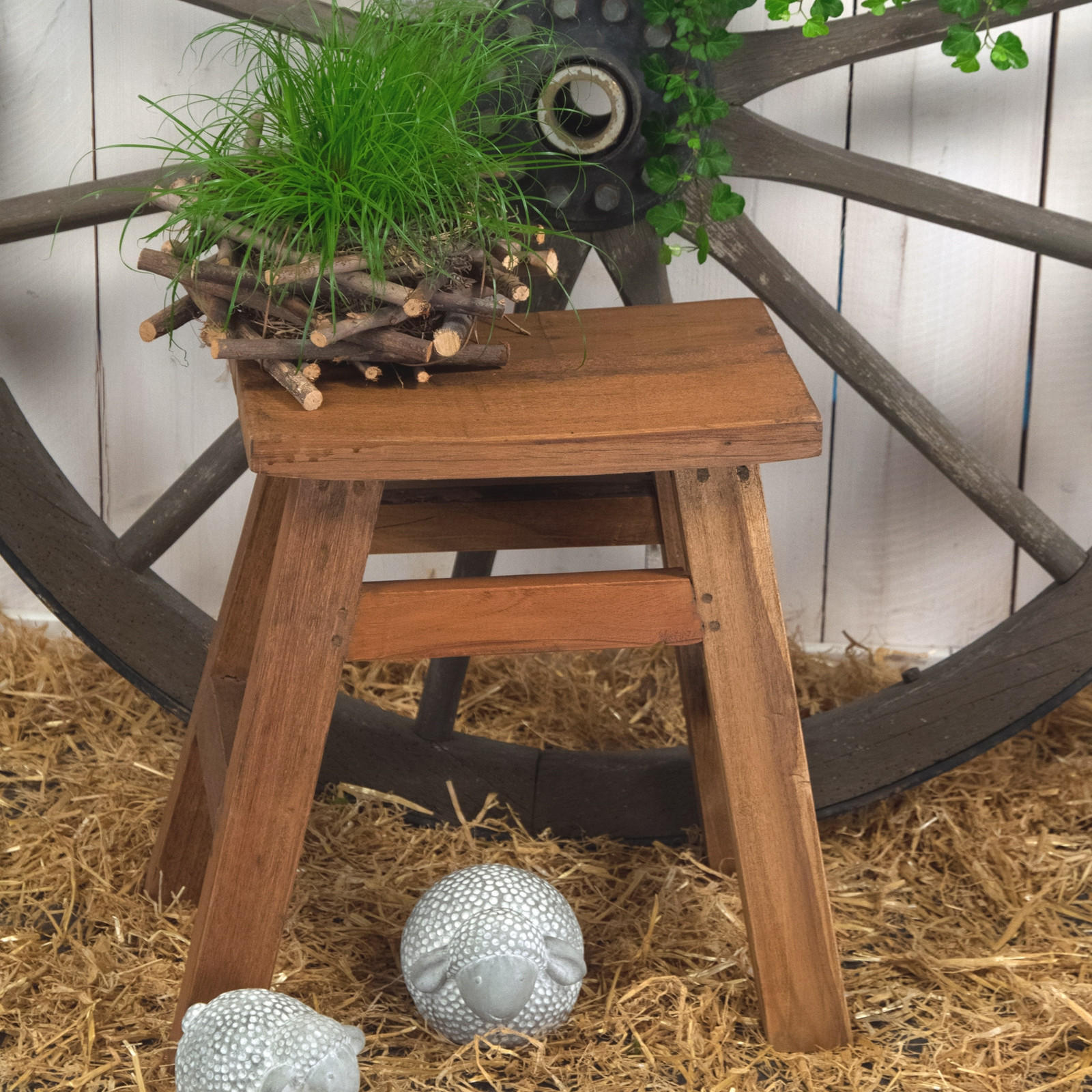 HOCKER HOCKER Noah 50 Recyclingholz massiv naturfarben - Naturfarben, Holz (50/50/30cm) - DESIGN DELIGHTS