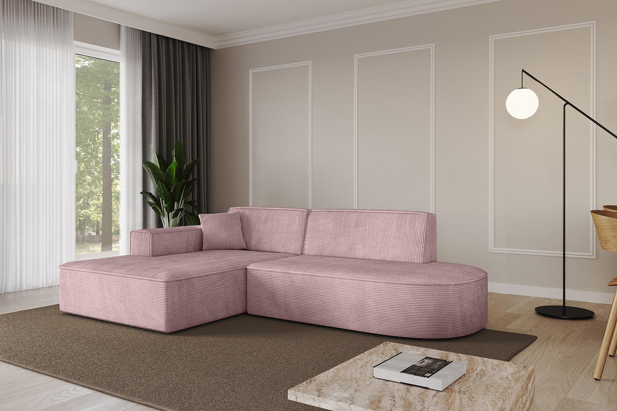 ECKSOFA Ottomane Links IREA-L1-v4 - 234x171x79 cm Rosa - Rosa, Holzwerkstoff/Textil (234/171cm) - ALTDECOR
