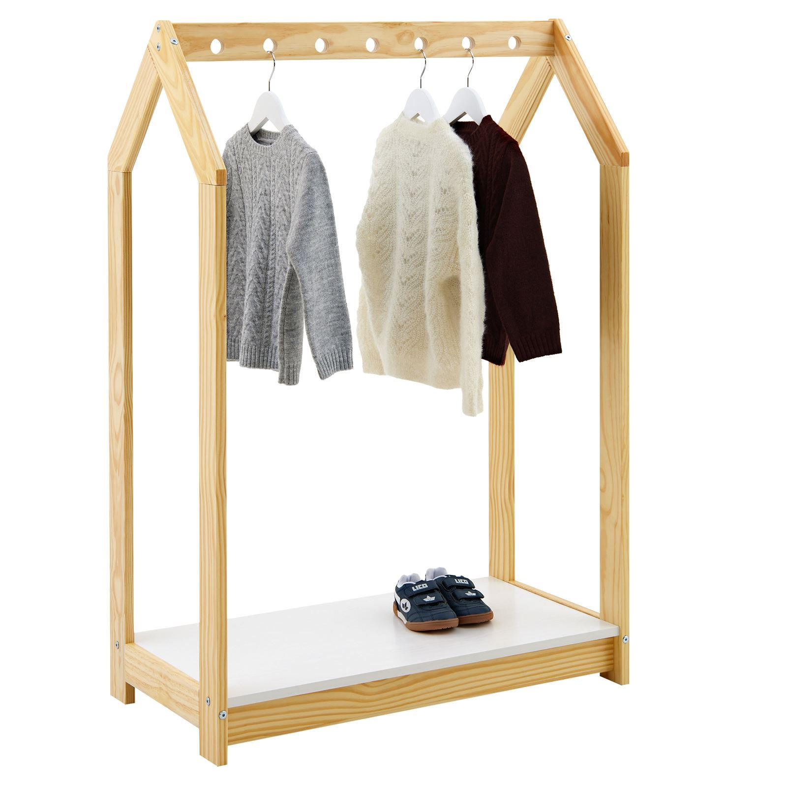 KINDERKLEIDERSTÄNDER SALLY - Naturfarben/Weiß, Holz (78/118/42cm) - IDIMEX