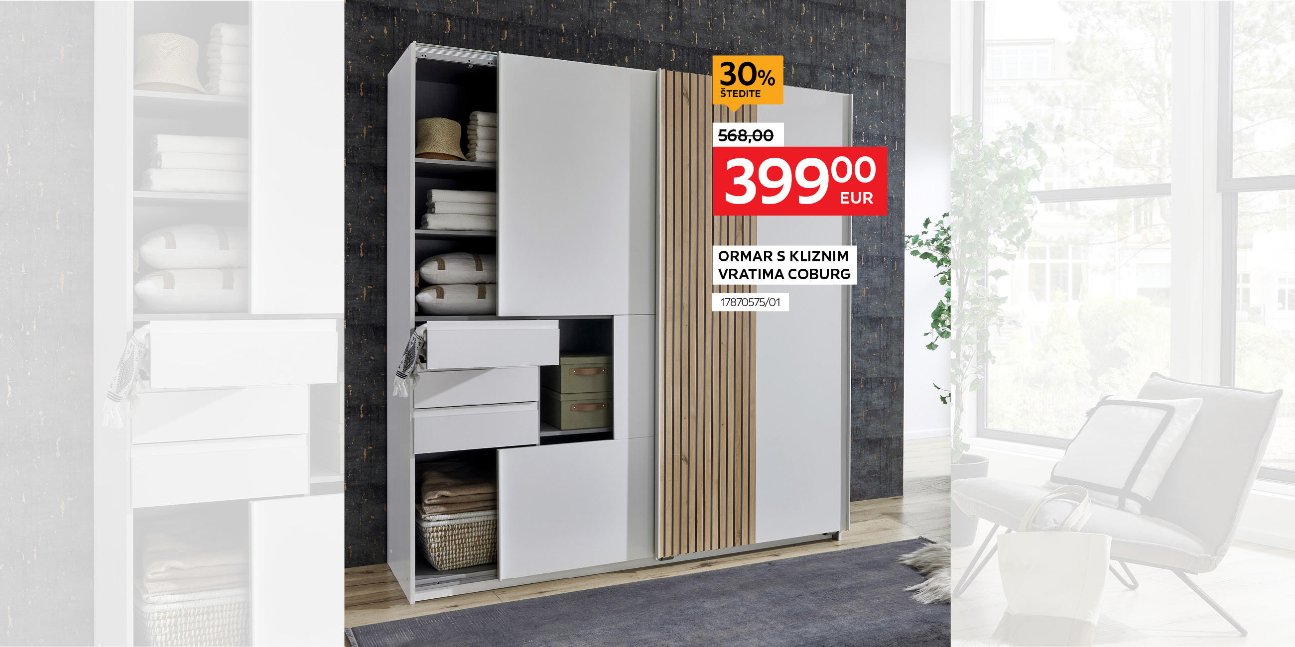 ormar s kliznim vratima Coburg 1787057501 umjesto 568,00 € nova cijena 399,00 € - štedite 30%