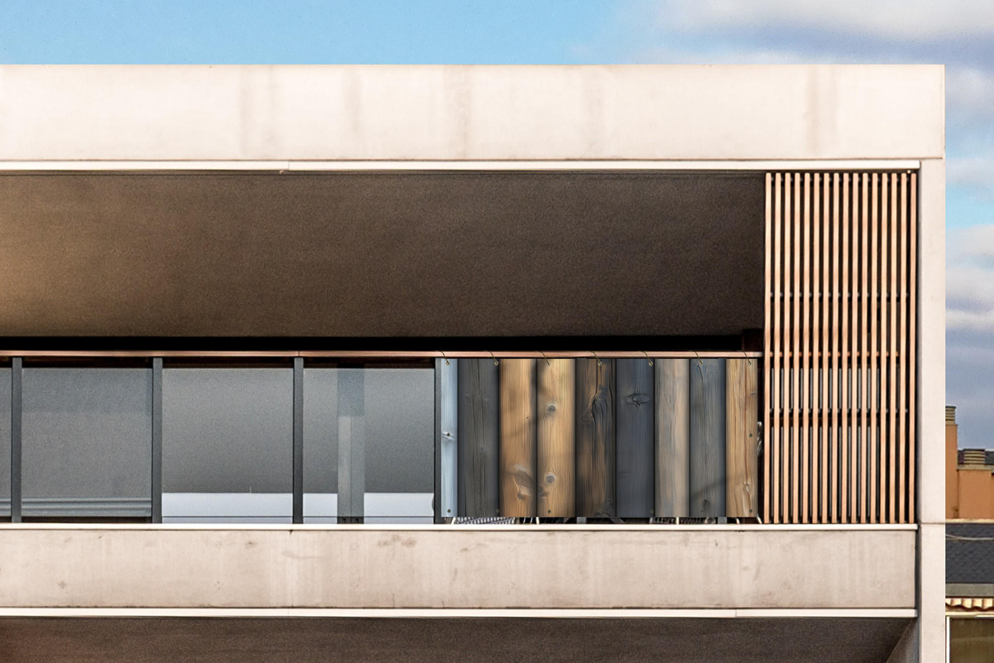 BALKON-SICHTSCHUTZ Holz - Dielen - Gemischt - Teakfarben, Kunststoff (200/90cm) - MuchoWow