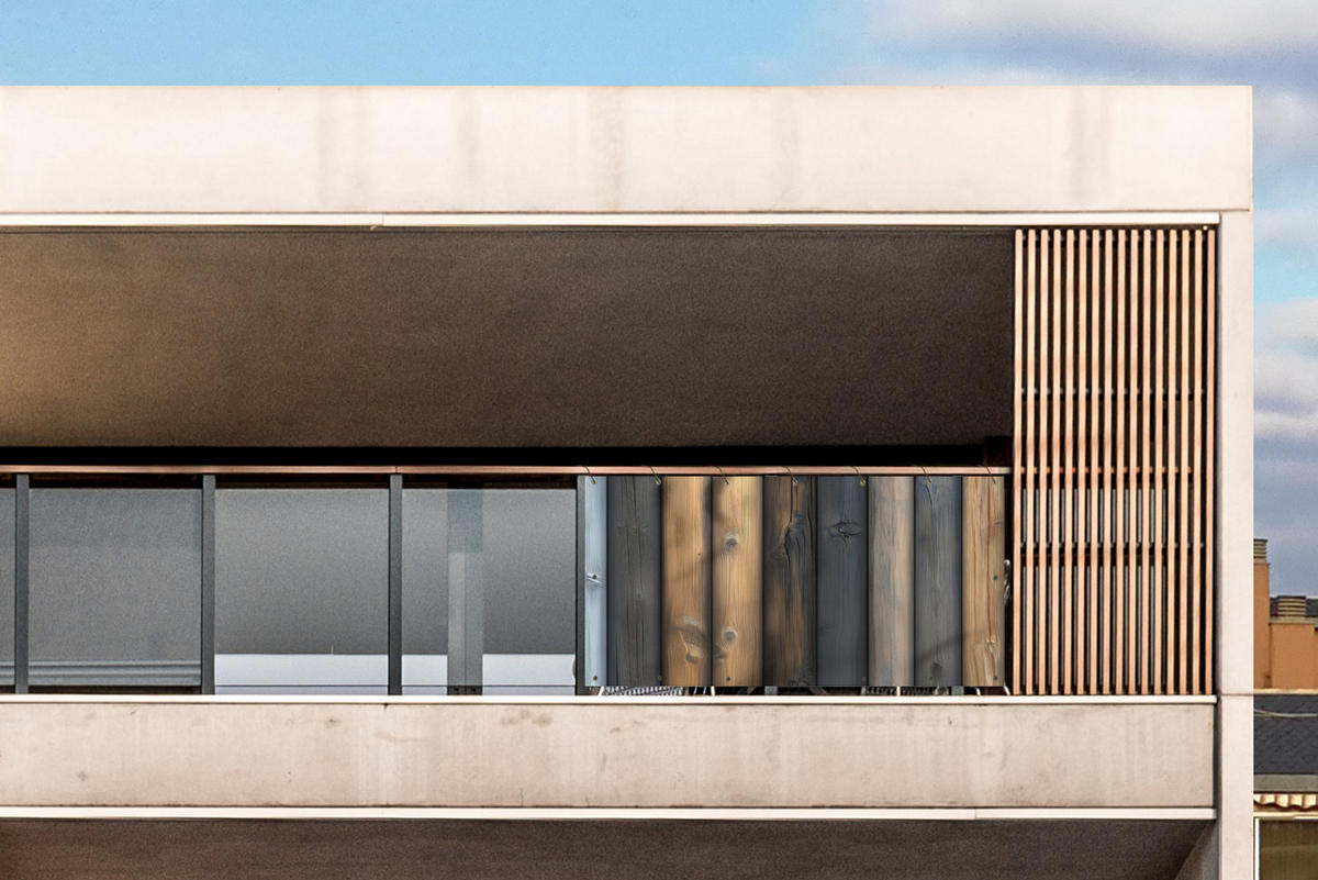 BALKON-SICHTSCHUTZ Holz - Dielen - Gemischt - Teakfarben, Kunststoff (200/110cm) - MuchoWow