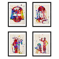 POSTER Set mit 4 Star Wars Film Darth Vader, Yoda, R2D2 und C3PO A4 Rahmenlos - Klar, Papier (29.7/3/21cm) - Nacnic