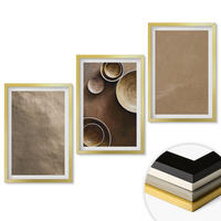 WANDBILDER 3er Set - 40x60 cm Goldrahmen - Minimalistische Steinstrukturen - Goldfarben, Kunststoff (40/60cm) - ArtPrintCave