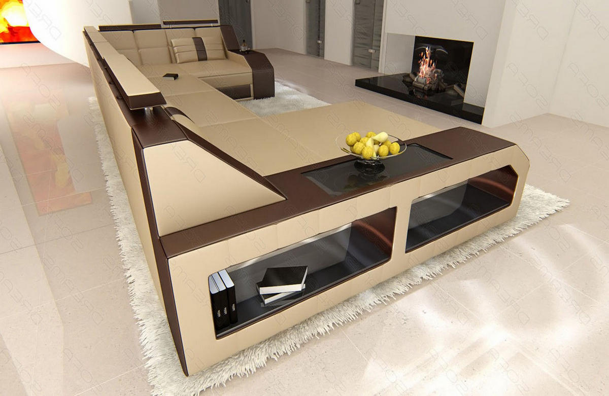WOHNLANDSCHAFT Arezzo U - Beige, Leder (380/86/197cm) - Sofa Dreams