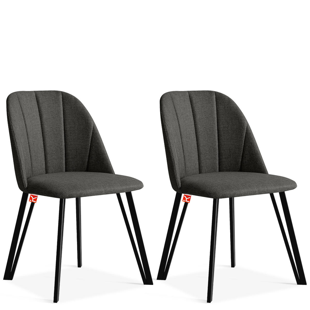 POLSTERSTUHL SPENO Esszimmerstühle 2er Set - Dunkelgrau/Schwarz, Holz/Textil (52/85/58cm) - KONSIMO®