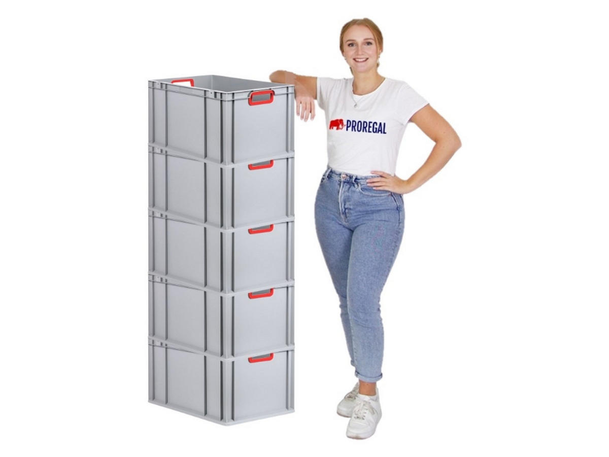 EUROBOX 5x Nextgen Color 32x40x60cm 65 Liter Griffe Rot Offen - Rot, Kunststoff (40/32/60cm) - PROREGAL