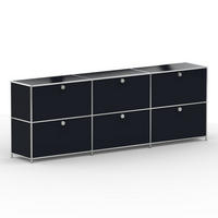 AKTENSCHRANK, 6 Klappen & Schloss, Breite 227 cm, Graphitschwarz - Chromfarben/Silberfarben, Metall (40/80.5/227.2cm) - Versee