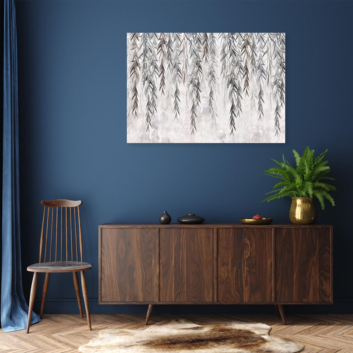 WANDBILD tropen pflanzen in grau auf beton - Beige, Textil (60/40cm) - Feeby