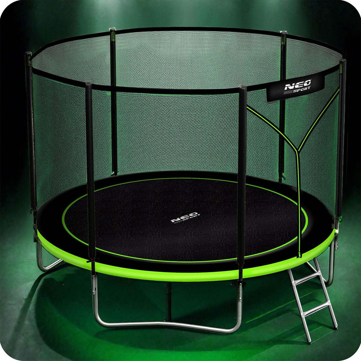 GARTENTRAMPOLIN 10 ft/312 cm mit Außennetz und Leiter - Grün, Metall (312/312cm)