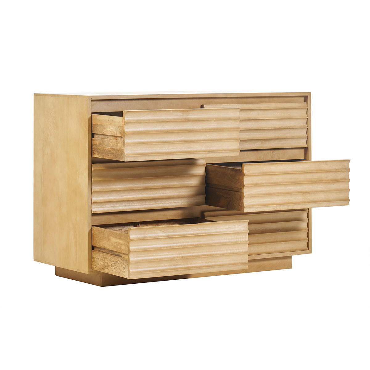 KOMMODE Massivholz Mangoholz 6 Schubladen MATCHA - Eiche Bianco, Holz (45/75/110cm) - Miliboo