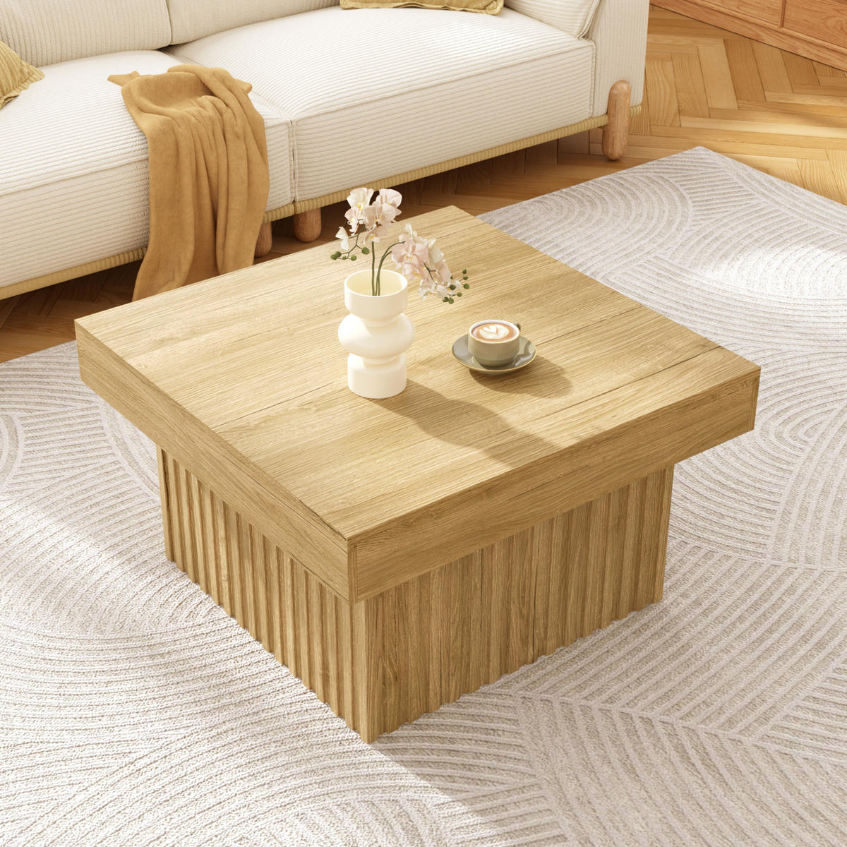 COUCHTISCH aus MDF und Spanplatte 79x79x46 cm Naturfarbe - Naturfarben, Holzwerkstoff (79/79/46cm) - IVMEU