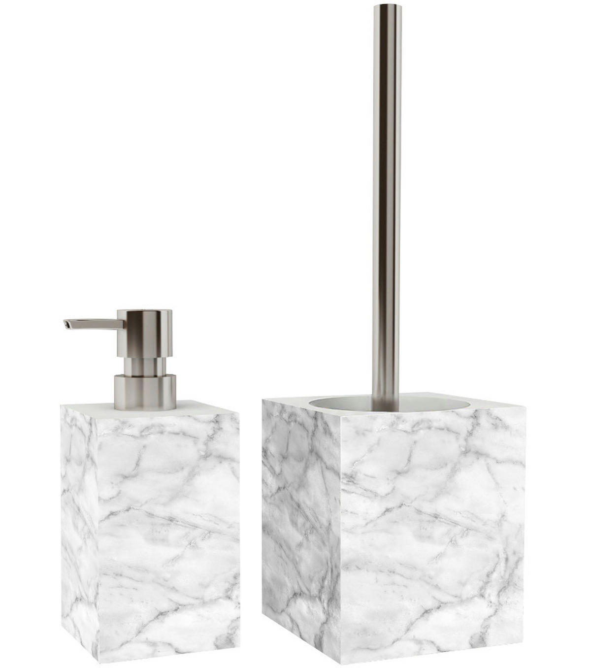 BADEZIMMER Set Marmor - Weiß, Kunststoff (7/17/7cm) - Sanilo