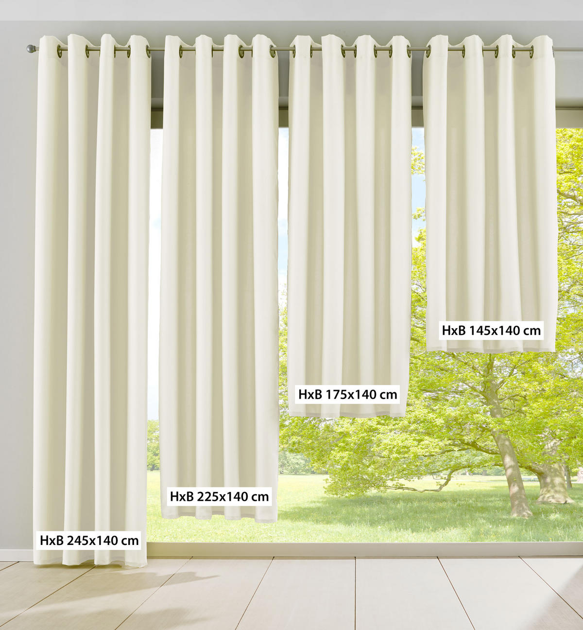 VORHANG 2ER SET PALERMO HxB 145x140 cm Creme - Creme, Textil (140/145cm) - Gardinenbox