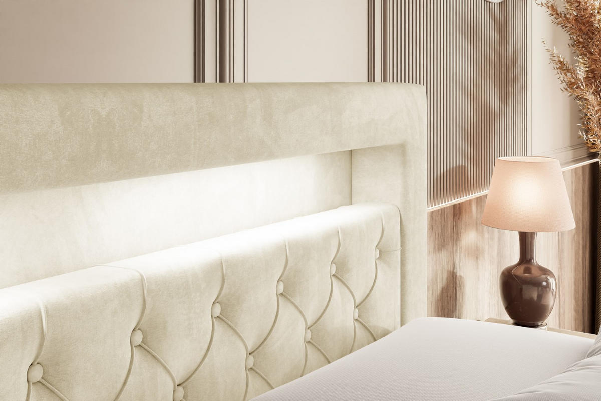 BOXSPRINGBETT NOEL GOLD KING - 180x200 - H3/H4 - Beige - Beige, Holzwerkstoff (180/200cm) - ALTDECOR